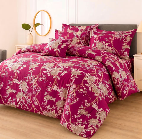 Premium Summer King Size Soft Cotton Comforter Set - 7-Piece