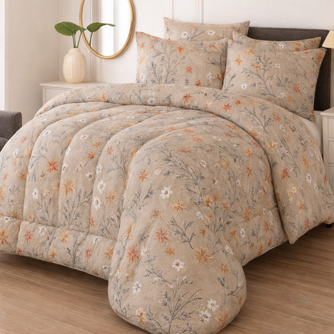 Premium Summer King Size Soft Cotton Comforter Set - 7-Piece