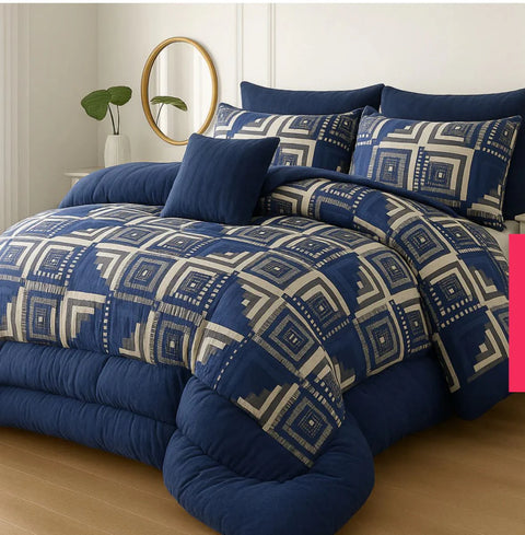Premium Summer King Size Soft Cotton Comforter Set - 7-Piece