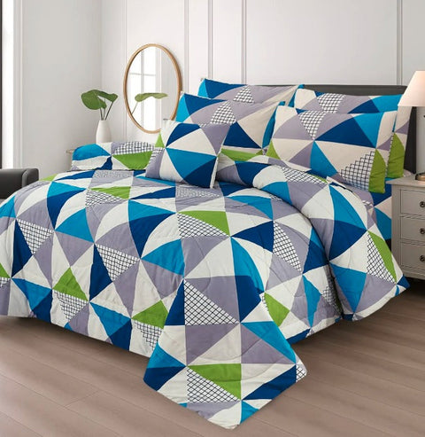 Premium Summer King Size Soft Cotton Comforter Set - 7-Piece