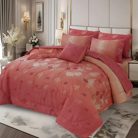 Premium Summer King Size Soft Cotton Comforter Set - 7-Piece