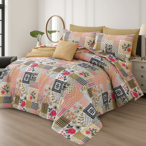 Premium Summer King Size Soft Cotton Comforter Set - 7-Piece