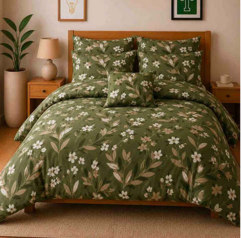 Premium Summer King Size Soft Cotton Comforter Set - 7-Piece